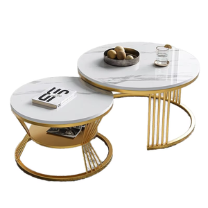 Einfache Metall Luxus nordische runde moderne Marmorplatte Couch tische Nesting <span class=keywords><strong>Center</strong></span> Beistell tisch für Wohnzimmer Set Möbel - Product Image 4