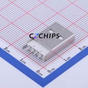 U-G-04DD-W-4 USB Connector Through hole Component (THT) Connector Type-A USB 2.0 Male Through Hole - Product Image 2