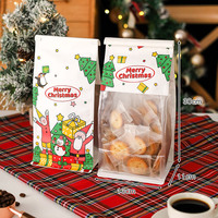 Sacs de boulangerie en papier kraft de Noël avec fenêtre transparente, fermeture à lien métallique, fond plat, pour biscuits, bonbons, nougats, emballage cadeau, impression personnalisée, vente en gros