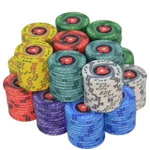 赌场赌博令牌定制设计陶瓷扑克筹码套装高品质铝盒