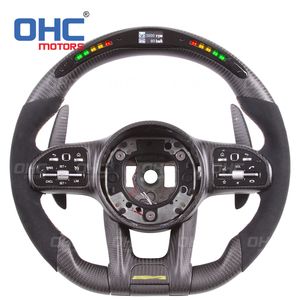 Volant Lenkrad personnalisé pour <span class=keywords><strong>Mercedes</strong></span> Benz <span class=keywords><strong>AMG</strong></span> W205 C63 W213 E63 G63 GLS63S GLA45 A45 LED volant en Fiber de carbone - Product Image 1