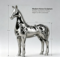 Sculpture de cheval ajourée en acier inoxydable – Design sportif moderne finition miroir poli pour usage extérieur dans les parcs, hôtels, jardins