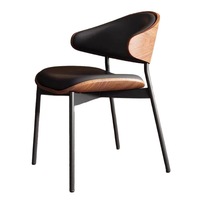 Chaise de salle à manger minimaliste italienne de designer, chaise de bureau rétro en métal courbé pour la maison, chaise en cuir pour café, réunion et négociation
