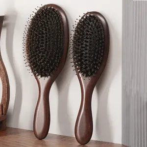 Abeis High Quality Black Sandalwood Massage Natural Wood Combs Wooden Boar Bristle Hair Brushes
