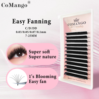Cils Easy Fan CoMango Noir Mat 0.03-0.1 C/CC/D Faux Cils en Visons Synthétiques Extension de Cils Super Doux Naturel Volume Russe Auto Fans