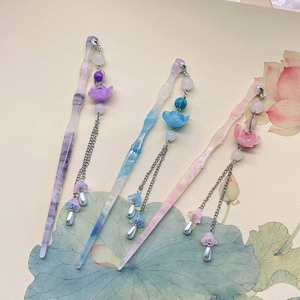 Épingle à cheveux colorée avec fleurs et perles pour femmes, style chinois exquis, bâtonnets à cheveux rétro Hanfu, accessoires polyvalents pour cheveux, cadeau - Product Image 5