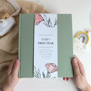 OVO Printing Custom Linen Cover Notebook Baby First Year Journal Memory Book Baby Keepsake Journal Planner