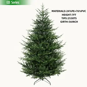 2023 NEW 7ft High Quality PVC PE Hinged Narrow Artificial Christmas Tree for Holiday Decoration