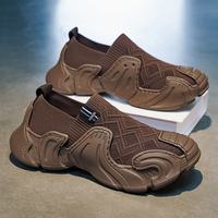 Chaussures de sport décontractées pour hommes en maille unie, à lacets, durables, tendance, polyvalentes, confortables, à semelle épaisse en caoutchouc