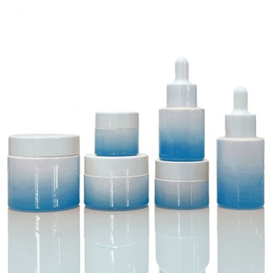 Wholesale Luxury Ombre Colored Cosmetic <b>Droppers</b> Serum Glass <b>Bottle</b> 30ml Purple Gradient Blue Essential Oil Glass <b>Bottle</b> - Product Image 3