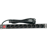 PDU rack Schuko avec interrupteur, neuf prises, 1U, 19 pouces, 16A, 3680W, Type F DIN 49440, unité d'alimentation pour rack de serveur