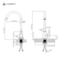Robinet de cuisine moderne monocommande à poser en acier inoxydable 304 brossé, avec capteur sans contact et cartouche céramique à débit contrôlé