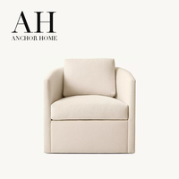 Fauteuil pivotant confortable en tissu crème, style moderne et minimaliste, dossier tonneau, fauteuil club de luxe, canapé individuel pour boutique et bureau