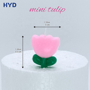 Velas de Cera con Forma de Tulipán para Fiestas, para Cupcakes, Picnic, Brillantes, Atractivas, Tema Romántico, 3.5cm X 3cm, 3 Piezas/Caja de PVC - Product Image 2