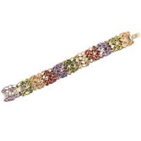 Bracelet à maillons larges en zircon motif floral entrelacé, ton métallique assorti, prix de gros, lot en vrac, petite série personnalisée