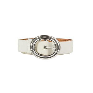 Cinturón Metálico de 2.5 cm con Hebilla Ovalada de Cuero PU, Accesorio de Moda para Mujer - Product Image 1