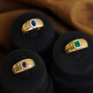 Anello Vintage in oro giallo 18k fatto a mano 0,55 ct naturale rubino smeraldo zaffiro 0,05 ct diamante naturale gioielli da sposa di fascia alta per - Product Image 4