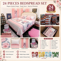 Ensemble de literie de luxe pour lit king size, 24 pièces, avec rideaux, ensemble complet pour chambre à coucher et salle de bain, pour la maison