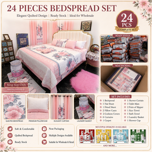 Ensemble de literie de luxe pour lit king size, 24 pièces, avec rideaux, ensemble complet pour chambre à coucher et salle de bain, pour la maison - Product Image 3