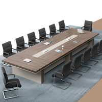 Grande table de conférence ouverte, longue et rectangulaire, style moderne et épuré, pour bureau, salle de réception, formation, avec chaises