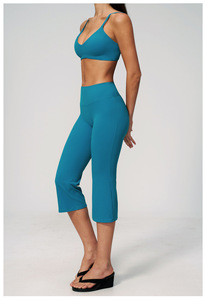 Leggings <span class=keywords><strong>Neri</strong></span> a Zampa per Ragazze, Top Sportivo con Scollo Quadrato, Pantaloncini Bianchi, Maglietta Yoga, T-shirt, Leggings Slim Fit, Capri - Product Image 2