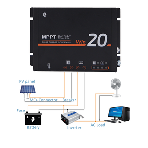 Mjoo mpppt 12v/24v <span class=keywords><strong>20a</strong></span> בקר מטען סולארי לנוזל rv, ג 'ל, agm סוללת ליתיום לבחירה - Product Image 3