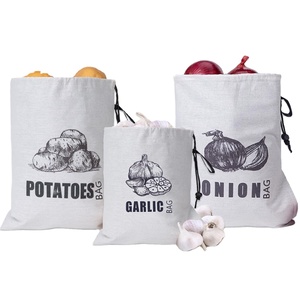 Manufacturer Eco-Friendly Cotton Drawstring <b>Bag</b> Handbag Drawstring Reusable <b>Fabric</b> Storage <b>Bags</b> for Potato Onion - Product Image 1