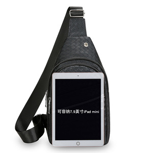 Men's Chest Bag Soft Leather Weaving Pattern Casual Shoulder Bag for Leisure Travel Fashionable Style 2024 - Product Image 2