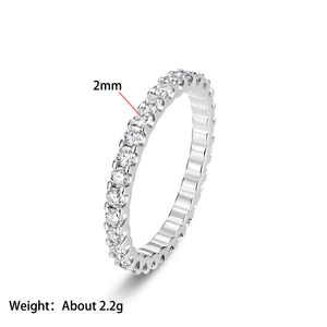 Anillos de Eternidad de Plata 925 con Baño de Oro de 18K y Moissanita VVS1 GRA de Corte Redondo de 2mm, que Pasan la Prueba del Diamante, para Mujer - Product Image 5