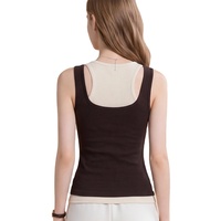 Gilet thermique sans manches de haute qualité pour femme, color block, en mélange de laine, idéal pour l'hiver, le bureau et le quotidien