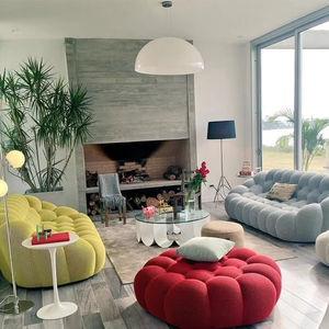 أثاث غرفة المعيشة أريكة فقاعية تشيسترفيلد أثاث منزلي مخملي 3 مقاعد قماش فاخر أنيق - Product Image 3