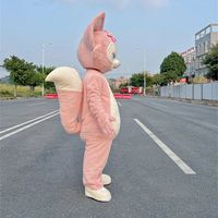 Costume intégral en peluche EVA Lina Bell, motif renard rose mignon, pour adultes, idéal pour Noël, carnaval, fête, jeu de rôle, avec casque fait main
