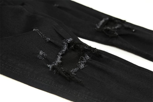 <span class=keywords><strong>Jeans</strong></span> de motard skinny déchirés avec bande adhésive pantalon <span class=keywords><strong>en</strong></span> denim coupe ajustée motos bermudas froissés <span class=keywords><strong>jeans</strong></span> troués au genou <span class=keywords><strong>homme</strong></span> - Product Image 6