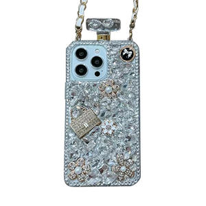 Luxe Diamant Bandoulière Chaîne Fleur Ours Mobile Téléphone Cas Strass Couvre pour iPhone 15 Samsung S24 A13 A14 A25 A34 A54 - Product Image 5