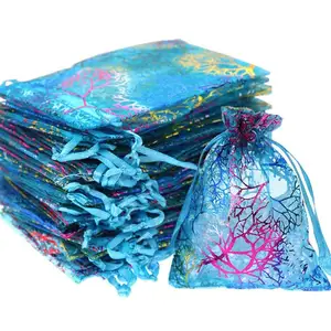 珊瑚卡织布网礼品袋小包派对青睐糖果礼品盒卡片网袋小号