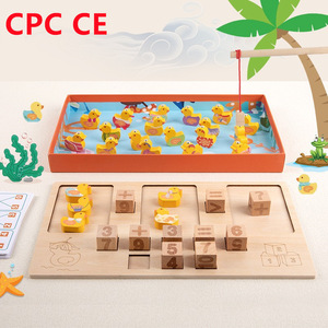 Gioco di Pesca in Legno Montessori con Anatre, Giocattolo Educativo per Contare e Abbinare Numeri, Gioco di <span class=keywords><strong>Matematica</strong></span> per lo Sviluppo della Motricità Fine per Bambini dai 3 Anni in Su - Product Image 1