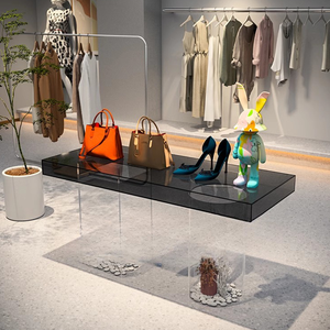 صافي متجر الملابس الحمراء في الجزيرة طاولة عرض ضوء فاخر الاكريليك طاولة المياه الأحذية حقيبة عرض المجوهرات الجدول - Product Image 4