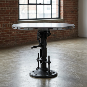 Table à manger ronde en fonte de style industriel vintage, pliable, réglable en hauteur, meubles pour la maison, 4 places, aucun assemblage requis - Product Image 3