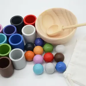 Дошкольное обучение радужные Детские игрушки шары и чашки игрушка для классификации цветов деревянная цветная сортировочная игра