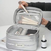 Sac de voyage pour maquillage en forme de coquille pour femmes RTS, résistant à l'eau, grande capacité, organiseur de cosmétiques, accessoire de voyage essentiel, étui de rangement pour articles de toilette