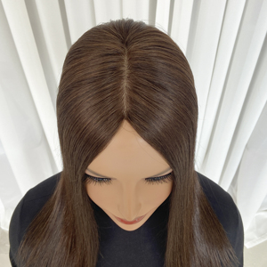 Topper de Cabello 100% Humano con Base de Seda para la Piel, Efecto de Cuero Cabelludo Realista para Cabello Fino - Product Image 5