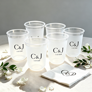 Gobelets en plastique jetables personnalisés de 90 mm en PP pour boissons chaudes et froides, bubble tea, boba, café, jus, 12, 16, 18, 20, 24, 32 oz, vente en gros, avec serviette - Product Image 1