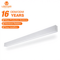 Luminaire linéaire à montage en surface, 4 pieds, boîtier en aluminium, diffuseur en PC, 4000K, LED dimmable, pour éclairage intérieur