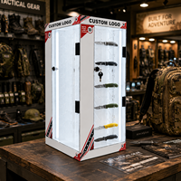 Vitrine de présentation rotative à LED en acrylique pour 48 couteaux pliants, avec comptoir personnalisé et armoire de rangement