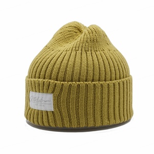 Gorro de algodón 100% de alta calidad, gorro de invierno tejido, venta al por mayor, gorros de rayas con parche de logotipo personalizado - Product Image 2