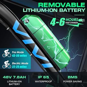 Vélo de montagne électrique Peak 750W, 26 pouces, vélo électrique pour adultes, 20 MPH, vélo de banlieue électrique avec batterie 48V, jusqu'à 50 miles d'autonomie - Product Image 3