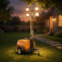 Tour d'éclairage mobile remorquable avec mât télescopique de 5m, 7m, 9m, générateur diesel 4x1000W, avec lampes métalliques ou LED