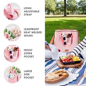 Sac isotherme pour le déjeuner à rayures avec logo personnalisé pour l'extérieur et la plage avec sangles - Product Image 2