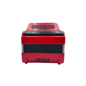 Accordéon professionnel diatonique en bois SEASOUND, 34 boutons, 12 basses, 3 registres, corps rouge, grille noire, boutons noirs, JB3412C Acordeon - Product Image 1