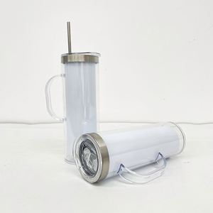 <b>Double</b> <b>Walled</b> Stainless Steel Snow Globe 20oz Skinny Storyboard Tumbler <b>Mugs</b> with Handle for Dye Sublimation Heat Press - Product Image 3